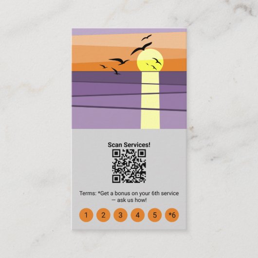 Summer Sunset Design Sjabloon Service Klantenkaartje (Voorkant)