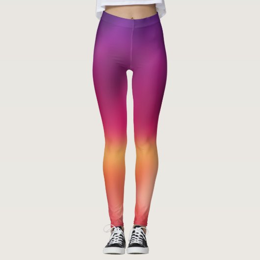 Summer Sunset Paars Sinaasappel Ombre Leggings (Voorkant)