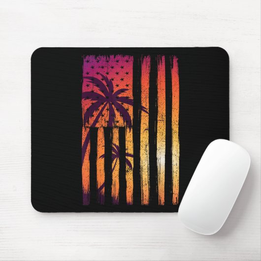 Summer Sunset Palm Trees American Flag Cool Spring Muismat (Met muis)