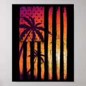 Summer Sunset Palm Trees American Flag Cool Spring Poster (Voorkant)