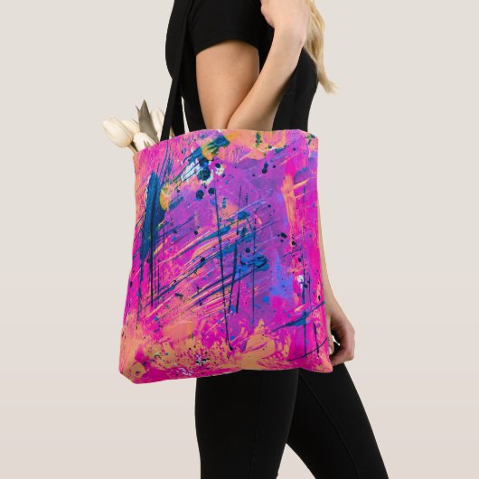 Summer Sunset Splatter Paint Abstract Draagtas (Dichtbij)