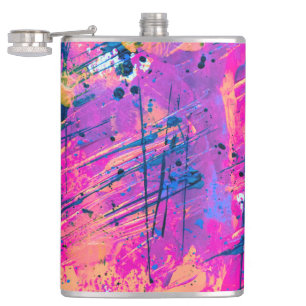 Summer Sunset Splatter Paint Abstract Heupfles