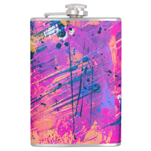 Summer Sunset Splatter Paint Abstract Heupfles (Voorkant)