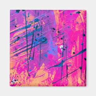Summer Sunset Splatter Paint Abstract Magneet