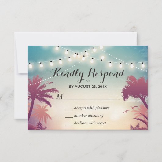 Summer Sunset String Lights Palm Tree RSVP (Voorkant)
