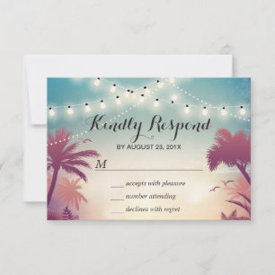 Summer Sunset String Lights Palm Tree RSVP Kaartje