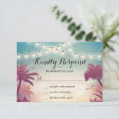 Summer Sunset String Lights Palm Tree RSVP Kaartje (Staand voorkant)