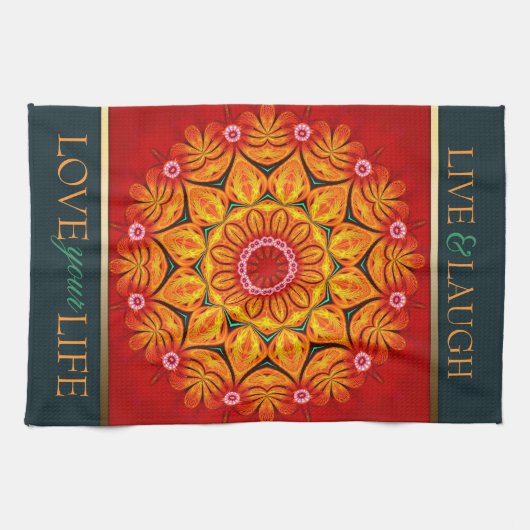 Summer Sunshine Floral Custom Quote Towel Theedoek (Horizontaal)