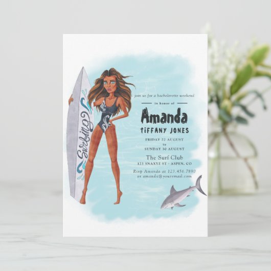 Summer Surf Beach Bachelorette Week-end Invitation (Debout devant)