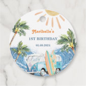 Summer Surf Birthday Party Bedankjes Labels (Voorkant)