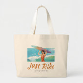 Summer Surfer Beach Girl Grote Tote Bag (Voorkant)