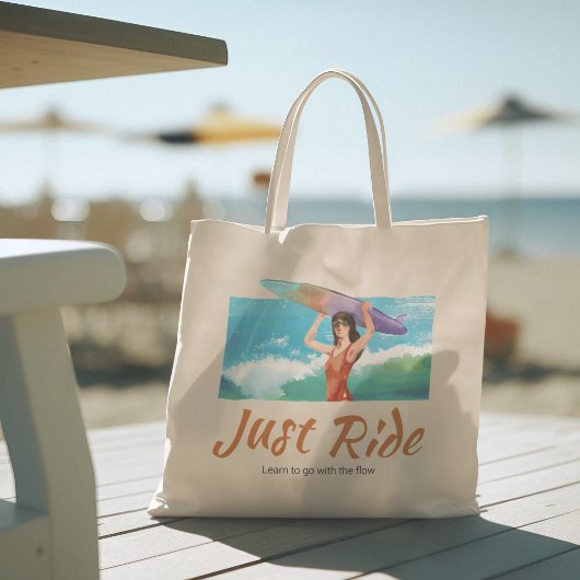 Summer Surfer Beach Girl Grote Tote Bag