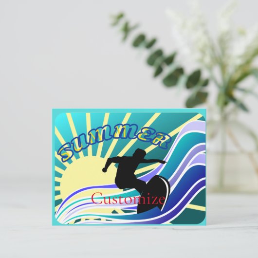Summer Surfing Fun Thunder_Cove Feestdagenkaart (Staand voorkant)