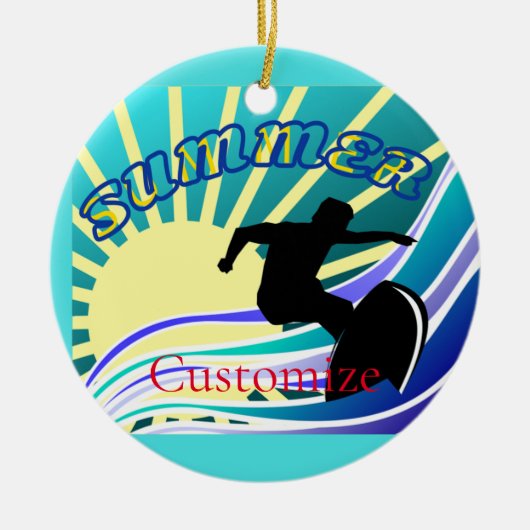 Summer Surfing Fun Thunder_Cove Keramisch Ornament (Voorkant)
