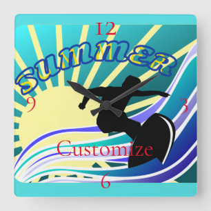 Summer Surfing Fun Thunder_Cove Vierkante Klok