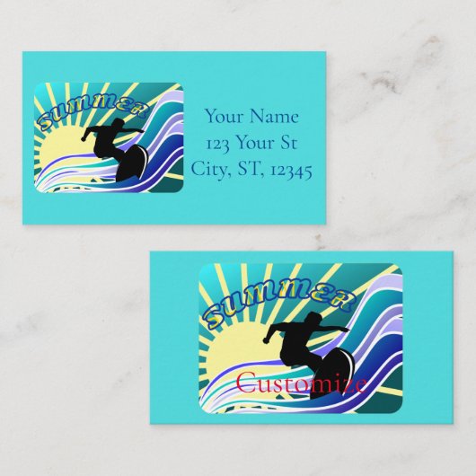Summer Surfing Fun Thunder_Cove Visitekaartje (Voorkant / Achterkant)