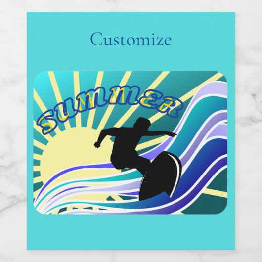 Summer Surfing Fun Thunder_Cove Wijn Etiket (Enkel label)