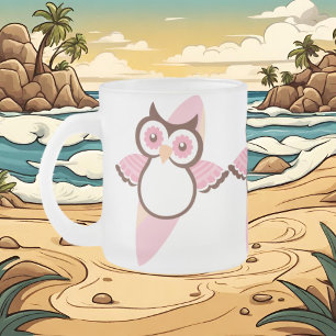 Summer Surfing Owl Frosted Mok