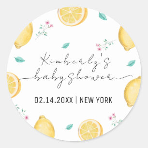 Summer Sweet Lemon Citrus Fruit Baby shower Ronde Sticker
