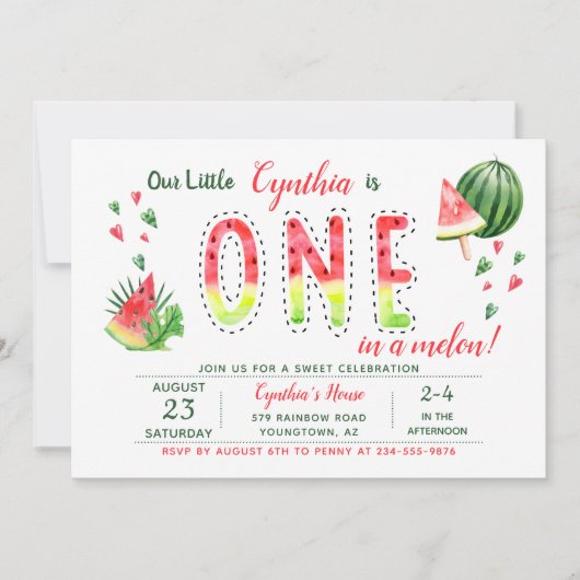 Summer Sweet Watermelon Invitation d'anniversaire (Devant)