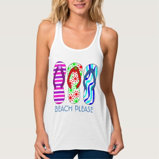 SUMMER T SHIRT, SUMMER TIME, strand alsjeblieft Tanktop (Voorkant)