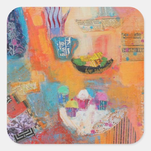 Summer Table Vierkante Sticker (Voorkant)