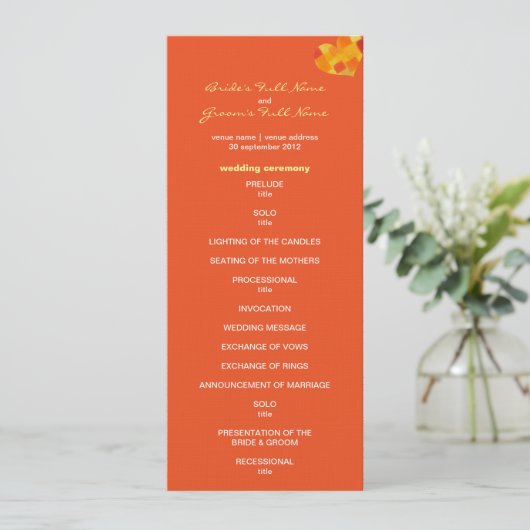 Summer tango Wedding Program Programma (Staand voorkant)