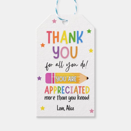 Summer Teacher Appreciation Bedankt Cadeaulabel (Voorkant)