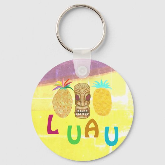 Summer Tiki Pineapple Luau Sleutelhanger (Voorkant)