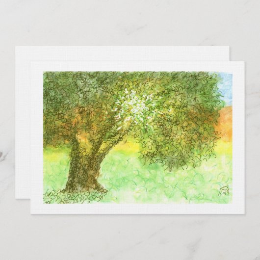 Summer Tree Aleph Bat/Bar Mitzvah Uitnodiging (Voorkant / Achterkant)