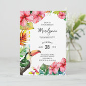 Summer Tropical 50th Birthday Invitation Kaart (Staand voorkant)