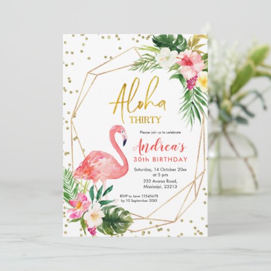 Summer Tropical Aloha Derty Invitation Kaart (Staand voorkant)