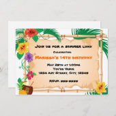 Summer Tropical Bamboo Tiki Beach Invitation (Devant / Derrière)