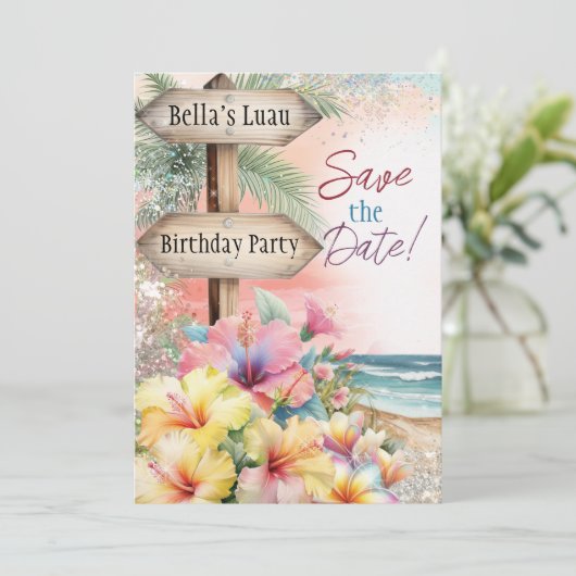 Summer Tropical Beach Luau Enregistrer la carte (Debout devant)
