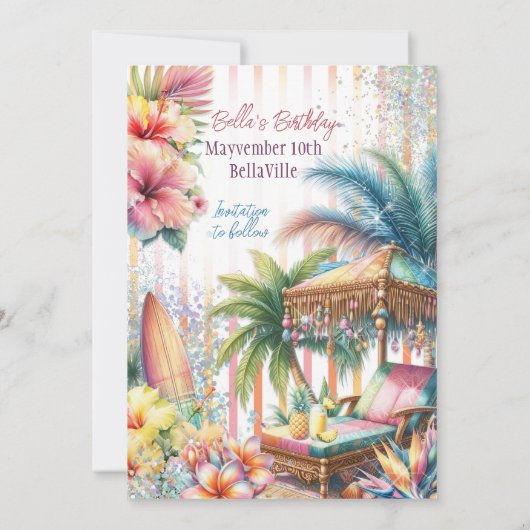 Summer Tropical Beach Luau Enregistrer la carte (Dos)