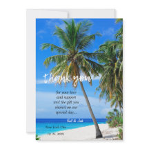 Summer Tropical Beach Palm Mariage Carte de remerc