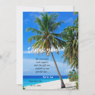 Summer Tropical Beach Palm Mariage Carte de remerc