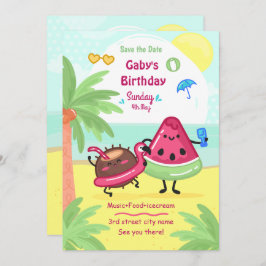 Summer Tropical Beach Party Birthday Kaart