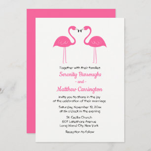 Summer Tropical Beach Pink Flamingo Wedding Kaart