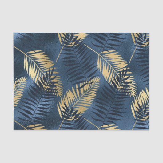 Summer Tropical Blue Palm Leaves Pattern Tissuepapier (Voorkant)
