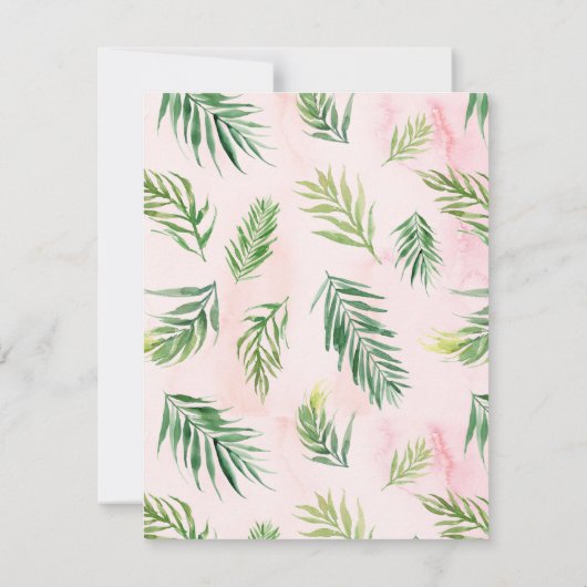 Summer Tropical Feuille Mariage Détails Cartes (Dos)
