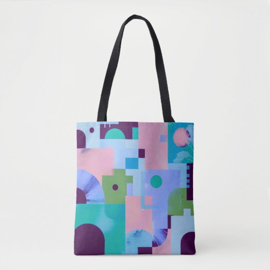 Summer Tropical Floral Tote Bag – Cute Blue Pink B (Devant)