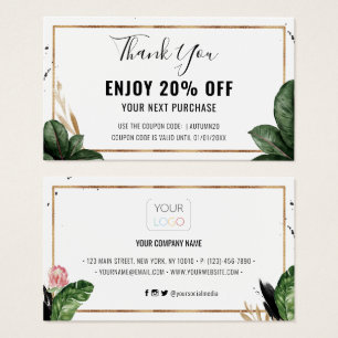 Summer Tropical Leaves Business Logo Discount Kaar Visitekaartje