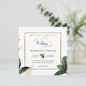 Summer Tropical Leaves Wedding Square Kaart (Staand voorkant)