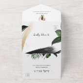 Summer Tropical Leaves Wedding with RSVP All In One Uitnodiging (Buitenkant)