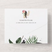 Summer Tropical Leaves Wedding with RSVP All In One Uitnodiging (Achterkant)
