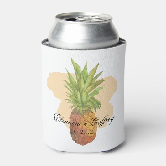 Summer Tropical Pineapple Coastal Wedding Blikjeskoeler (Blikje Voorkant)