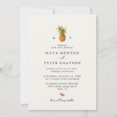 Summer Tropical Pineapple Pattern Wedding Kaart (Voorkant)