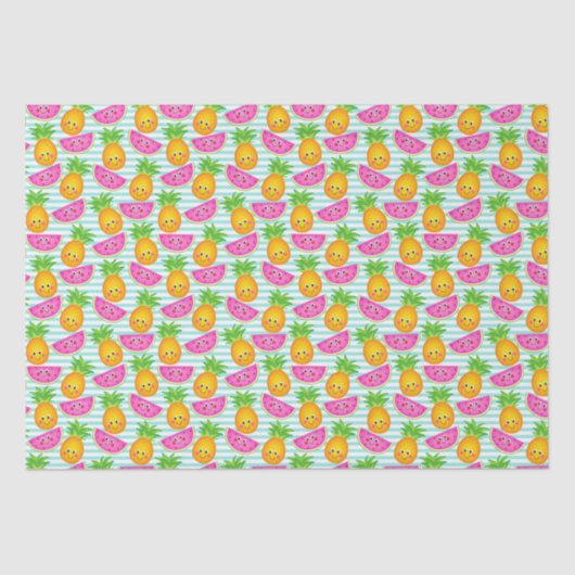 Summer Tropical Pineapple & Watermelon Pattern Tissuepapier (Voorkant)