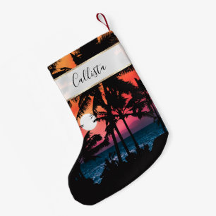 Summer Tropical Pink Oranje Palm Trees Sunset Kleine Kerstsok